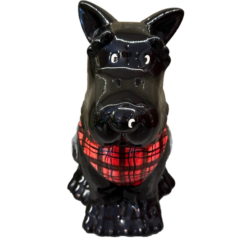 Scotty Dog Black And Red Ceramic Cookie Treat Jar